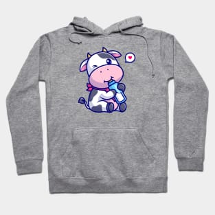 Cute Cow Drink Milk Cartoon Hoodie